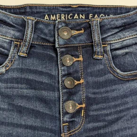 American Eagle Hi Rise Jeans Jegging with distressed details Super Stretch Skinn - Picture 3 of 15